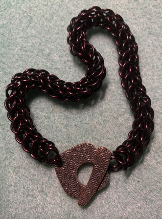 June 23 - Full Persian Chainmaille. Chocolate jump rings, copper clasp.